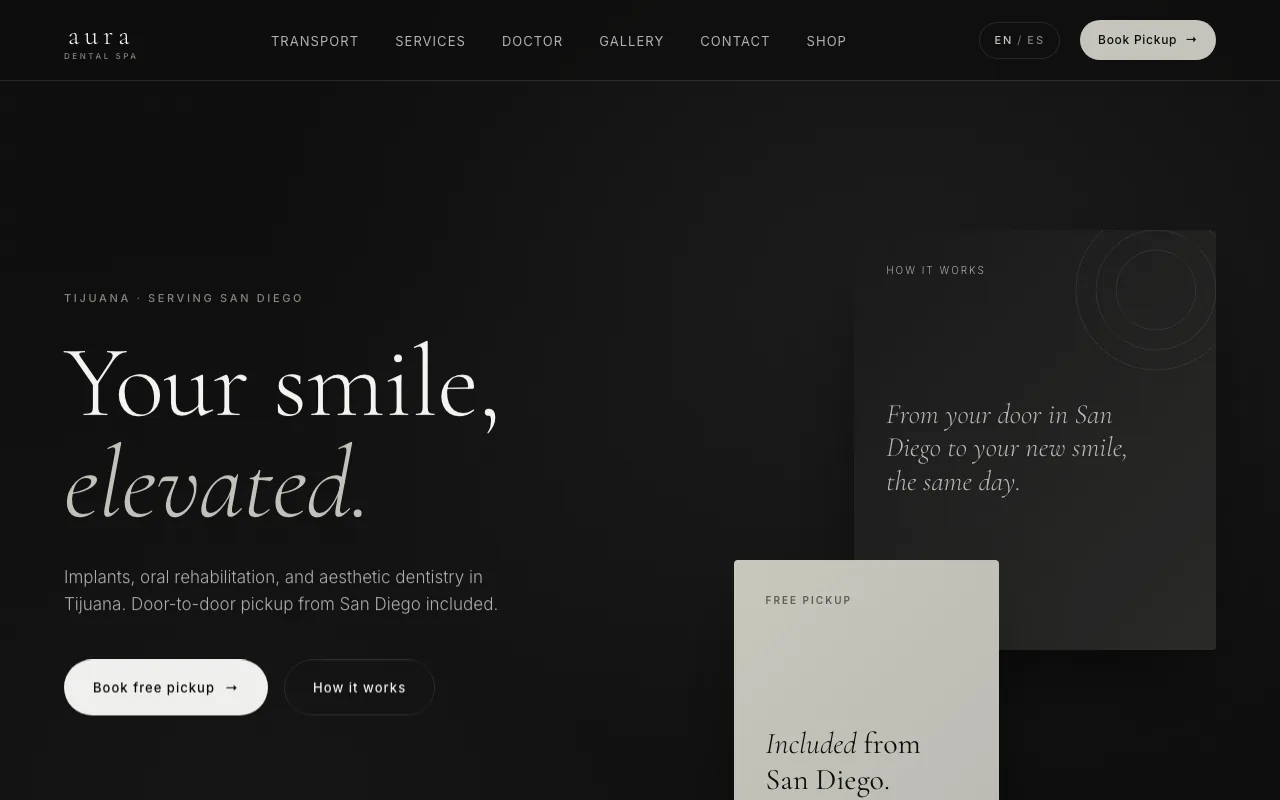 Aura Dental Spa website